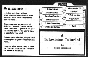 Screen picture: Television tutorial - welcome